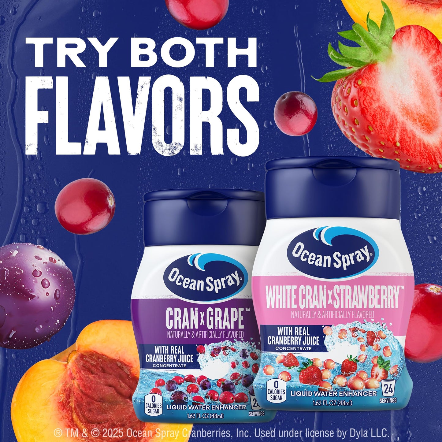 Ocean Spray Liquid Water Enhancer White Cran-Strawberry Zero Sugar with Real Cranberry Juice (4 Bottles Makes 96 Flavored Water Drinks)