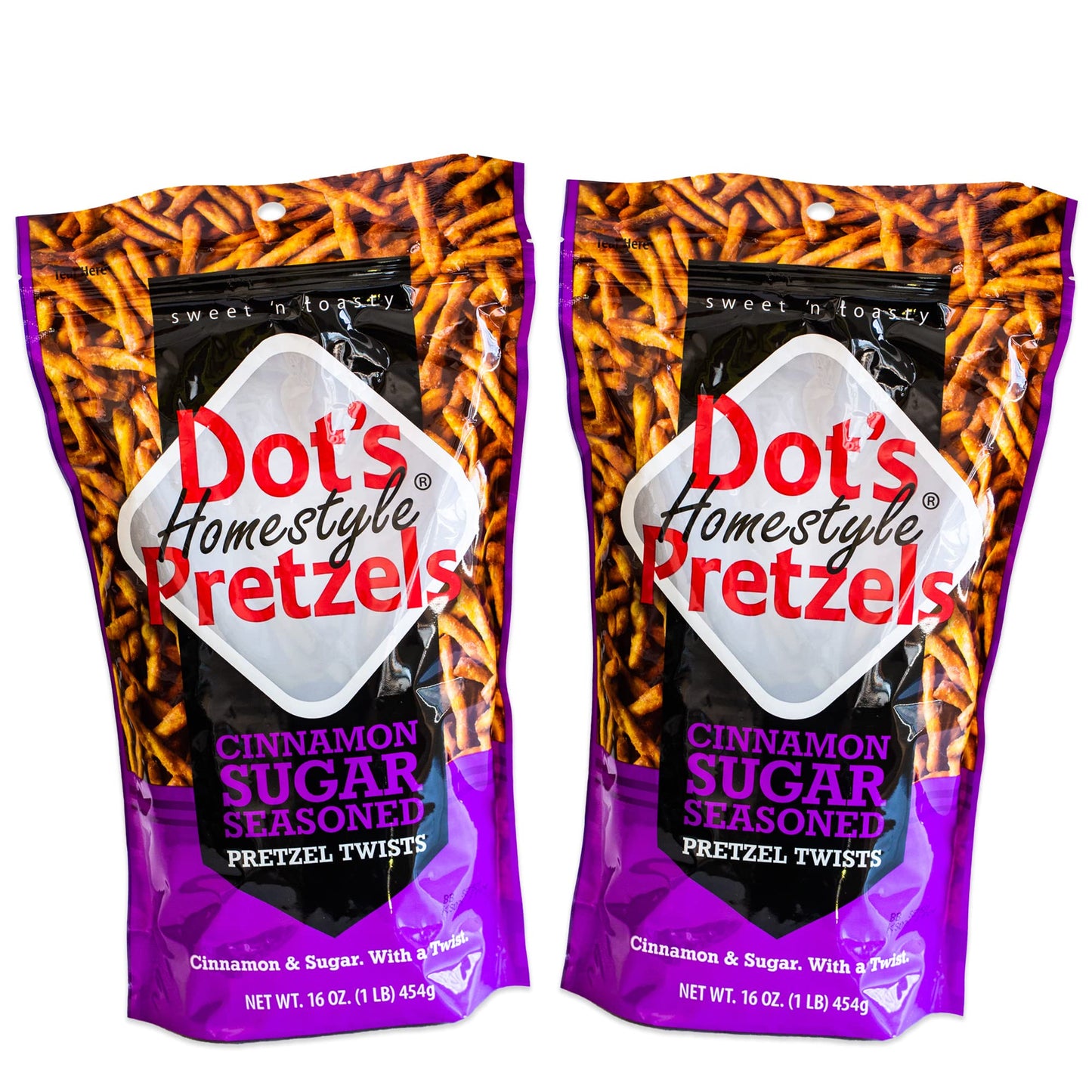 Dot'S Cinnamon Sugar Pretzel Twists - Coated With Delicious Cinnamon Flavor - 2, 16Oz Bags