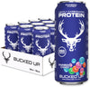 Bucked Up Lightly Carbonated Protein Soda | 25G Whey Isolate - Zero Sugar Low Calorie Energy Blend Free Clean Drink | Sparkling Protein Soda - 12 Pack 16 Oz Cans (Rainbow Candy)