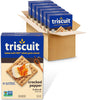 Triscuit Cracked Pepper & Olive Oil Whole Grain Wheat Crackers, Lunch Snacks, Bulk Snack Crackers, 6 - 8.5 oz Boxes