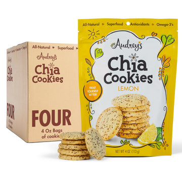 Audreys Chia Cookies - (Lemon, 4 Pack) - Natural, Antioxidants, Omega-3s, Non-GMO