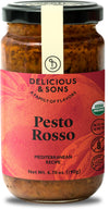 Delicious & Sons - Organic Italian Sun-Dried Tomato Pesto Rosso Sauce with Parmigiano Reggiano DOP Cheese (6.70 oz.) - Non-GMO -