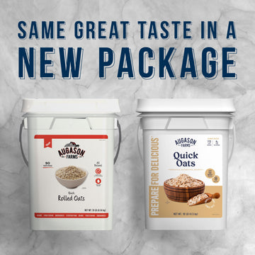 Augason Farms Quick Rolled Oats 4-Gallon Pail, Emergency Food Supply, Everyday Meals, 113 Servings