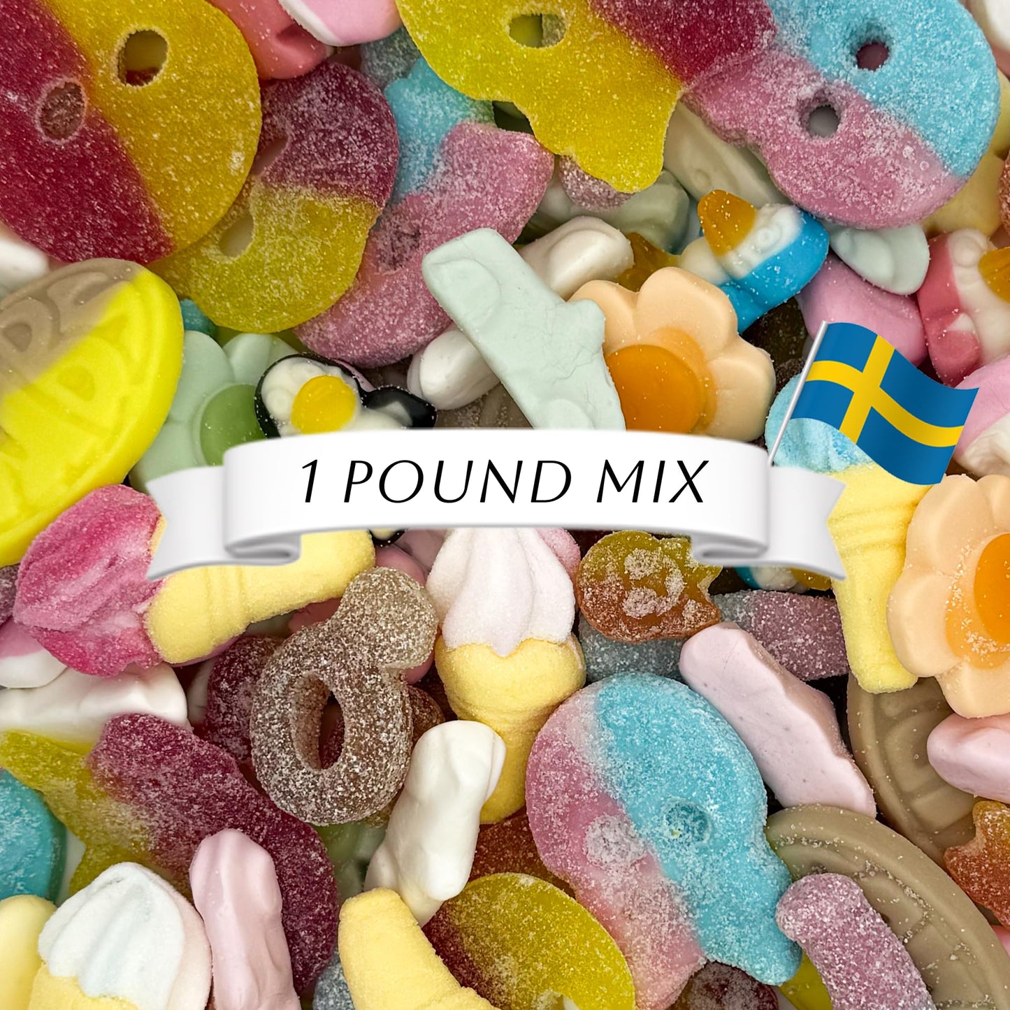 Swedish Sweet & Sour Mix - 1 Lb Assortment Bag With Fan-Favorite Candies Like Bubs Dizzy Skull, Sur Skalle, Banana, Big Sour Sku
