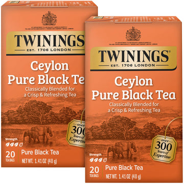 Twinings Ceylon Orange Pekoe Tea Bags - Individually Wrapped Black Tea Bags With A Smooth, Refreshing, & Crisp Taste, 20 Count (Pack Of 2)