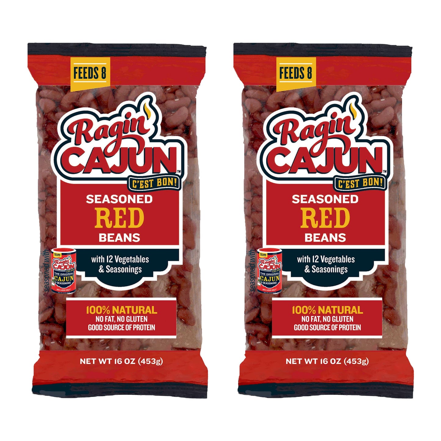Raflavor Blend Cajun Seasoned Red Beans - 16 Oz Pack Pack Of 2 Fat-Free Gluten-Free Reduced Sodium - Authentic Louisiana Creole Dish
