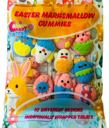 Easter Marshmallow Gummies - 10 Fun Designs, 6-Pack, Total 60 Individually Wrapped Gummies - Gluten-Free & Dairy-Free, Perfect F