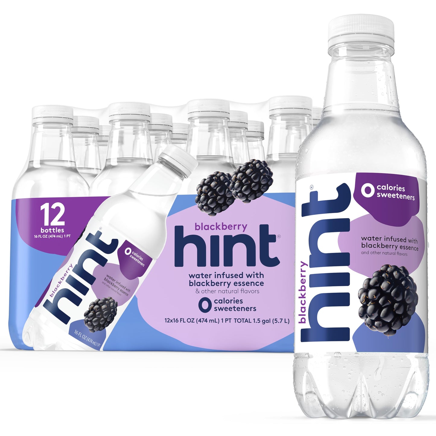 Hint Water Blackberry, Pure Water Infused with Blackberry, Zero Sugar, Zero Calories, Zero Sweeteners, Zero Preservatives, Zero