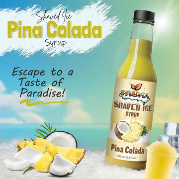 Syruvia Snow Cone Syrup 12.7oz - Pina Colada Syrup For Shaved Ice Snow Cones Slushies Italian Soda Popsicles. Kosher Dairy-Free.