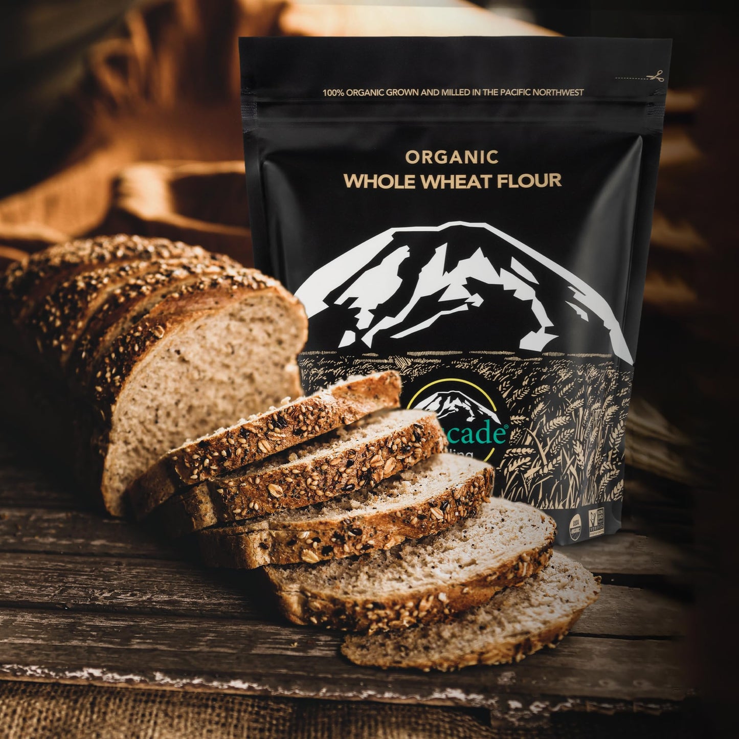 Cascade Milling Organic Whole Wheat Flour. High Protein Flour For Baking Bread, Buns, Bagels, Flatbread And More. Preservative F