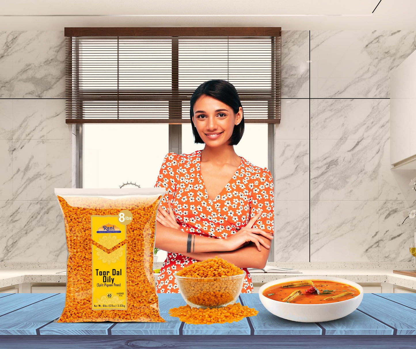 Rani Toor Dal (Split Pigeon Peas) Oily, 128oz (8lbs) 3.63kg Bulk ~ All Natural | Gluten Friendly | NON-GMO | Vegan | Indian Orig