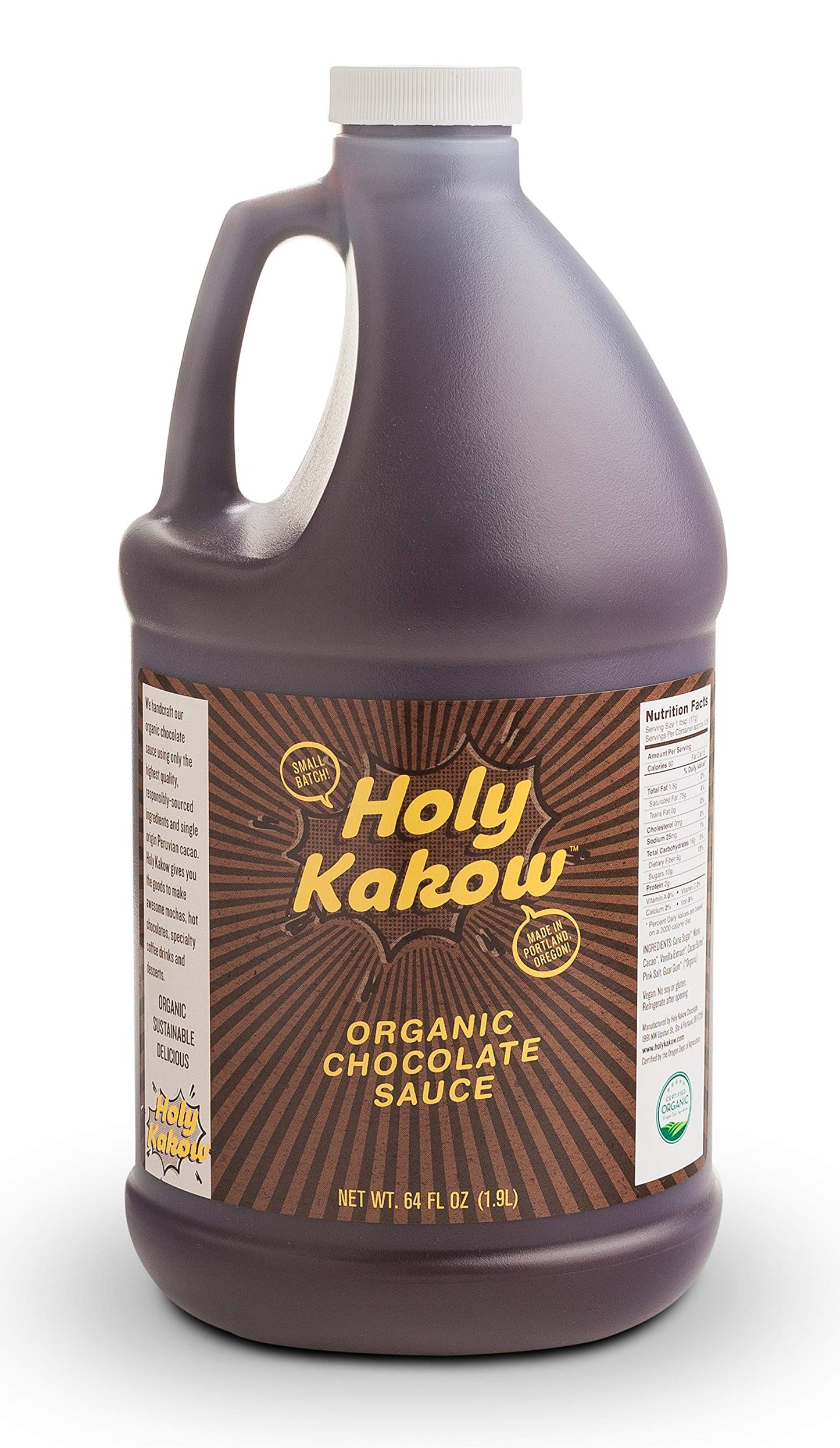 Holy Kakow Organic Chocolate Syrup - Organic Chocolate Sauce, Organic, Add to Mochas, Waffles, & Ice Cream, Made with Colombian