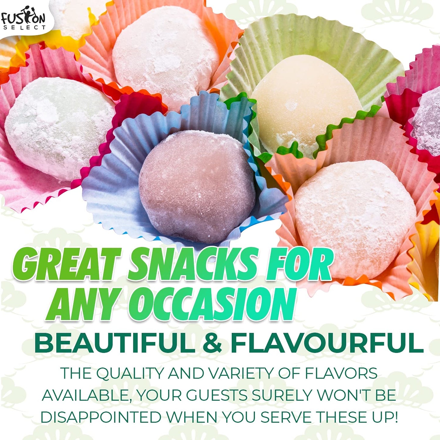 Japanese Mochi 8 Variety Pack: Boba Milk Tea, Taro, Sesame, Hamimelon, Lychee, Green Tea, Peanut & Red Bean In Fusion Select Gif