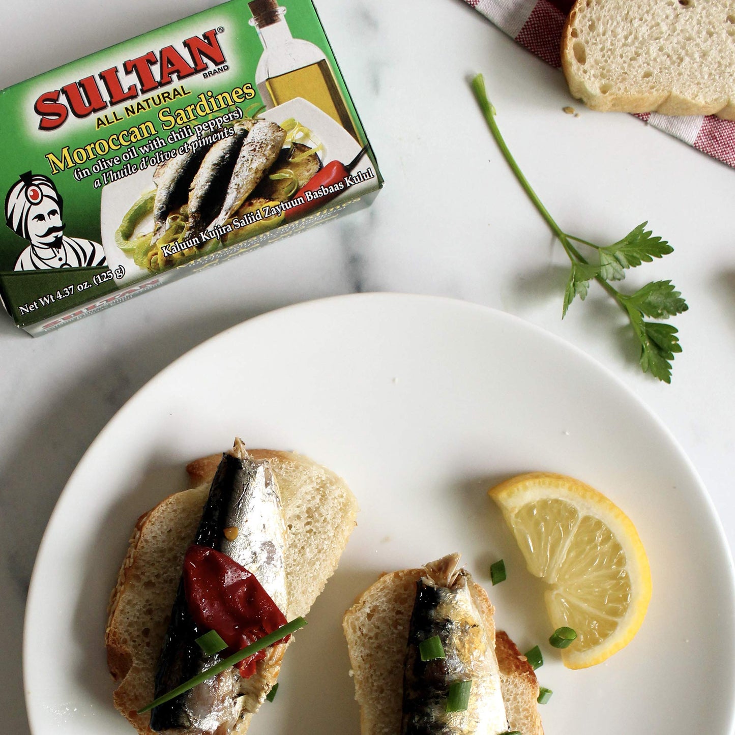 Sultan Moroccan Season Sardines in Olive Oil, 100% All-Natural, High Protein, No Additives, No Preservatives, Paleo, Carnivore,