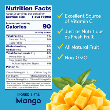 Dole Frozen Mango Chunks, Naturally Gluten Free Fruit, Great for Smoothies, 16 Oz Resealable Bag