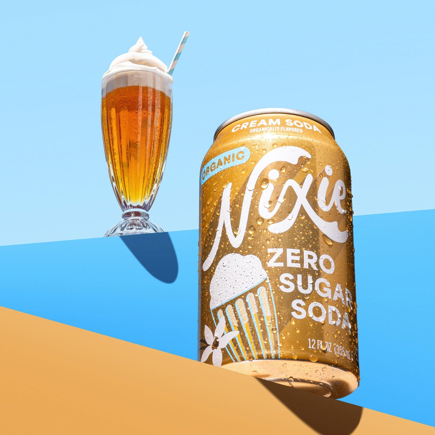 Nixie Organic Zero Sugar Cream Soda, 0 Calories, Non-GMO, Caffeine Free, 12oz Cans (12 Pack)
