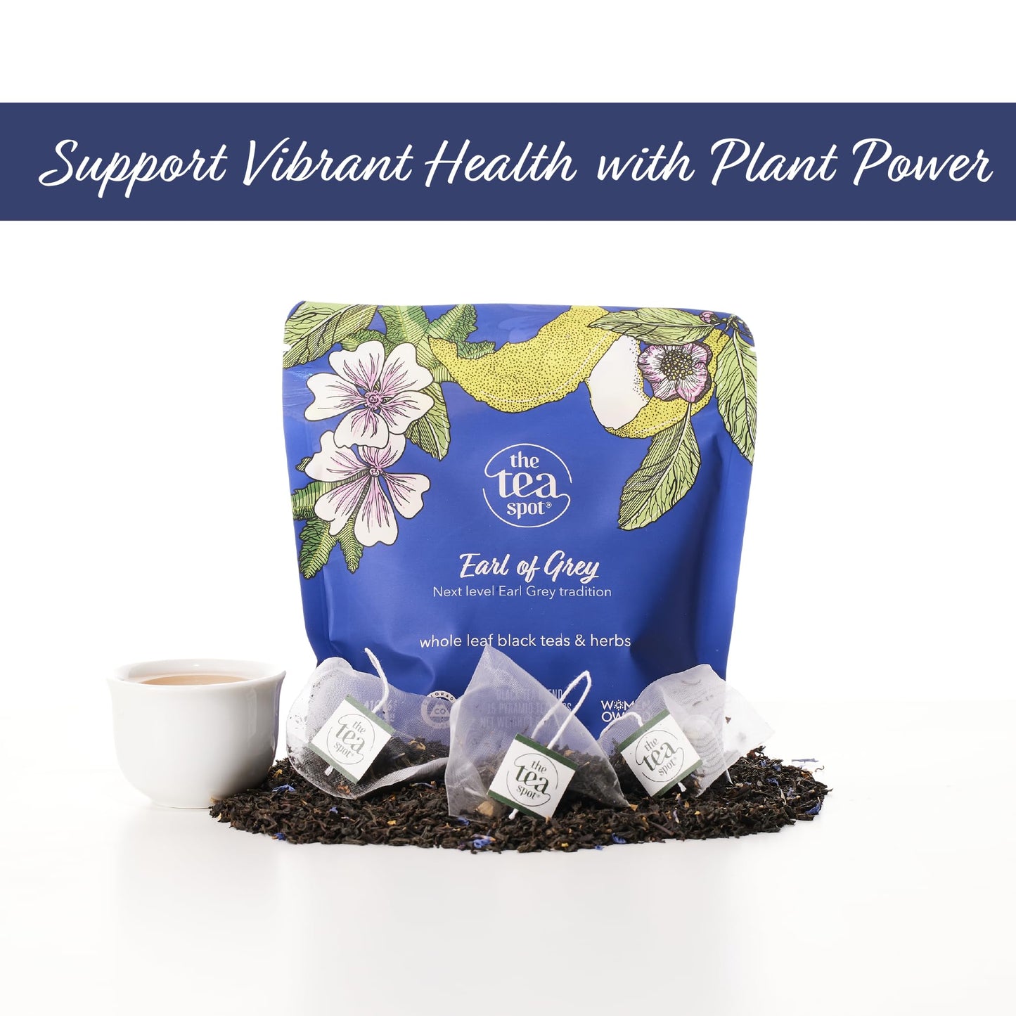 The Tea Spot Earl Of Grey Black Tea With Citrus For Energy | Blend Of Black Tea, Citrus Root, Mallow Flowers, Bergamot, Citrus A