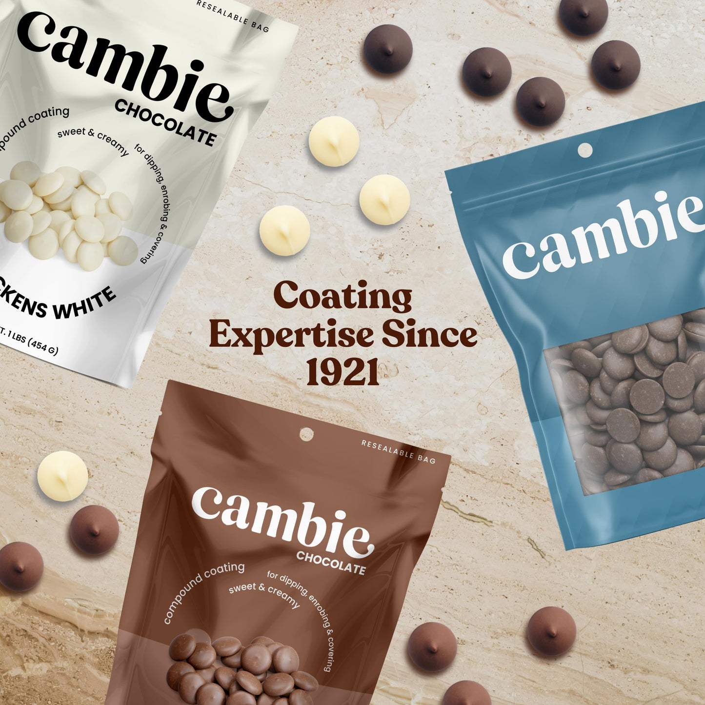 Merckens White Chocolate Melting Wafers by Cambie White Melting Chocolate Candy Melts & Baking Chocolate For Dipping Covering Desserts & Baking 1 lb