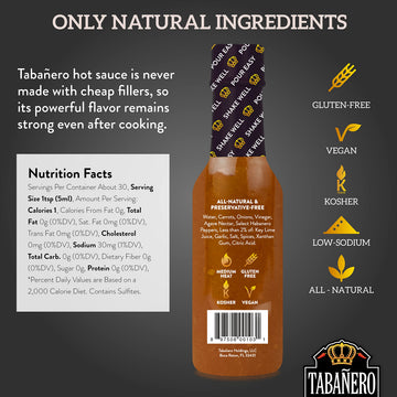 Original Hot Sauce By Tabaero, Gourmet Hot Sauce Gift, Fiesta Party Favors, All Natural, Gluten Free, Low Sodium, Vegan, Kosher,