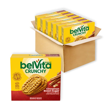 belVita Breakfast Bars Biscuits, Cinnamon Brown Sugar, 30 Total Packs, 6 Boxes (4 Biscuits Per Pack)