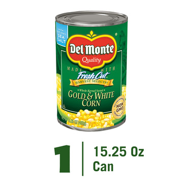 Del Monte Canned Harvest Selects Gold And White Whole Kernel Corn, 15.25 Ounce