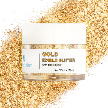 Sweets Indeed Gold Edible Glitter, Perfect for Drinks, Cocktails, Beverages & Cake Decorating, Dessert Cake Topper, 4 grams (Gol