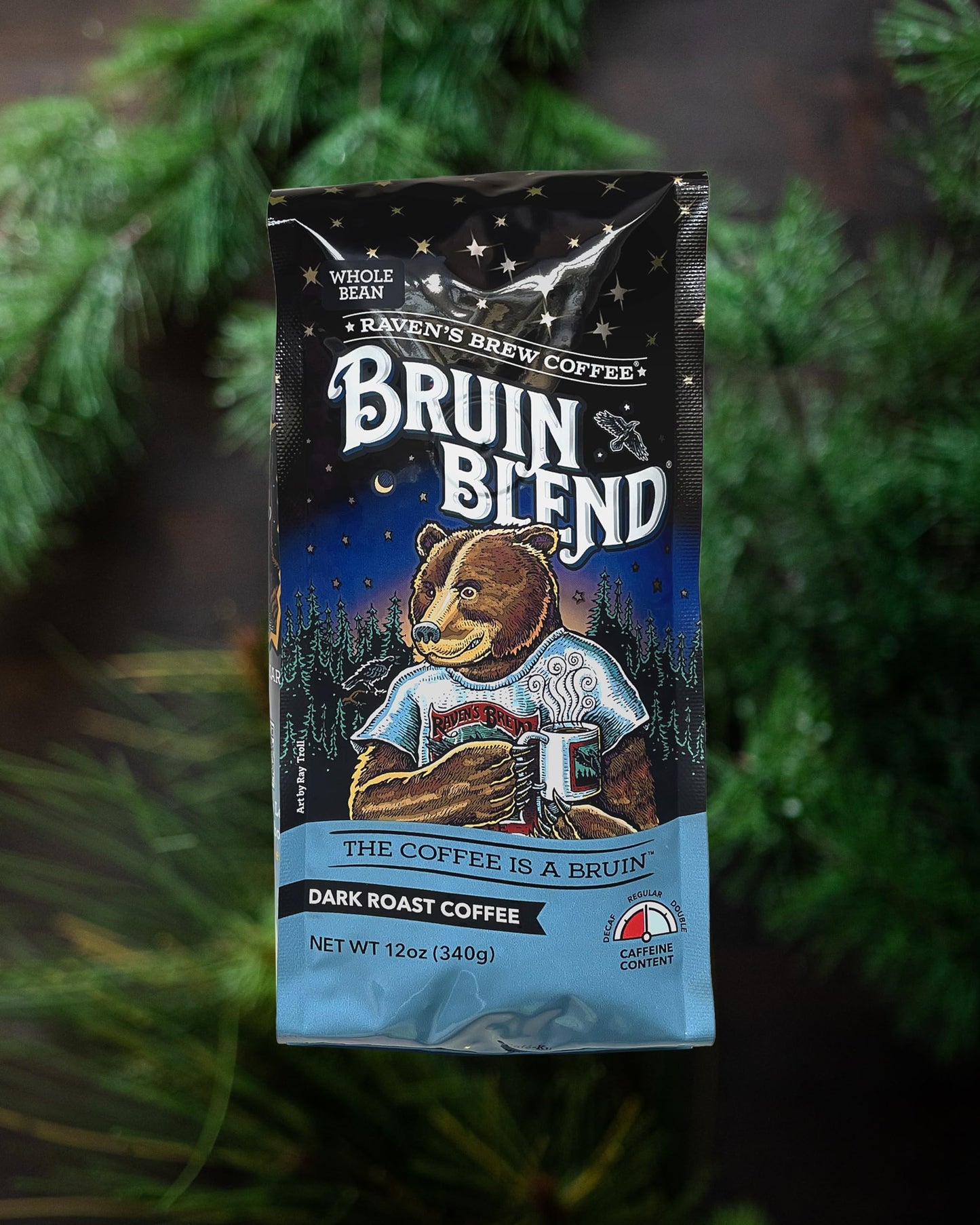 Ravens Brew Coffee Full Bodied Coffee Full City Roast Whole Bean - Bruin Blend 2-Pack Of 12Oz