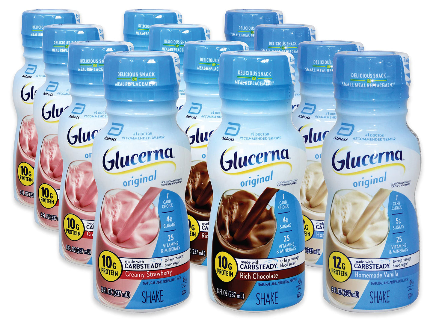Niro Assortment | Glucerna Original Shake | Rich Chocolate, Homemade Vanilla, And Creamy Strawberry Flavors | Included One Niro