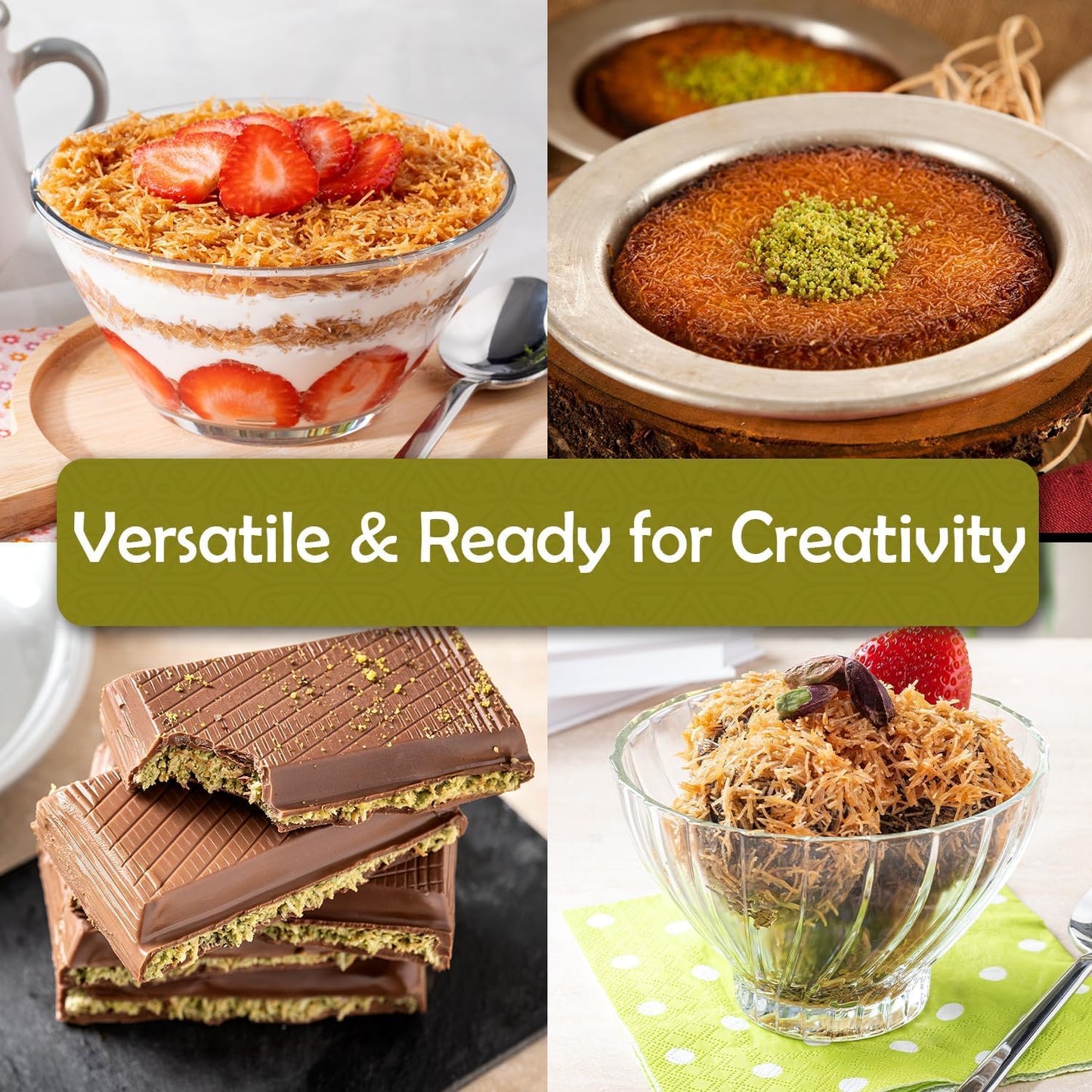 Sarah'S Candy Factory Premium 250 Gr Roasted & Shredded Kadayif (Kataifi) Fillo Dough, Crunchy Kadayif Pastry Dough, Baked Ready