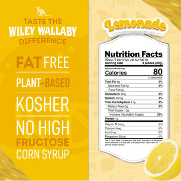 Wiley Wallaby Licorice 4 Ounce Classic Gourmet Soft & Chewy Lemonade Licorice Candy Twists, 12 Pack