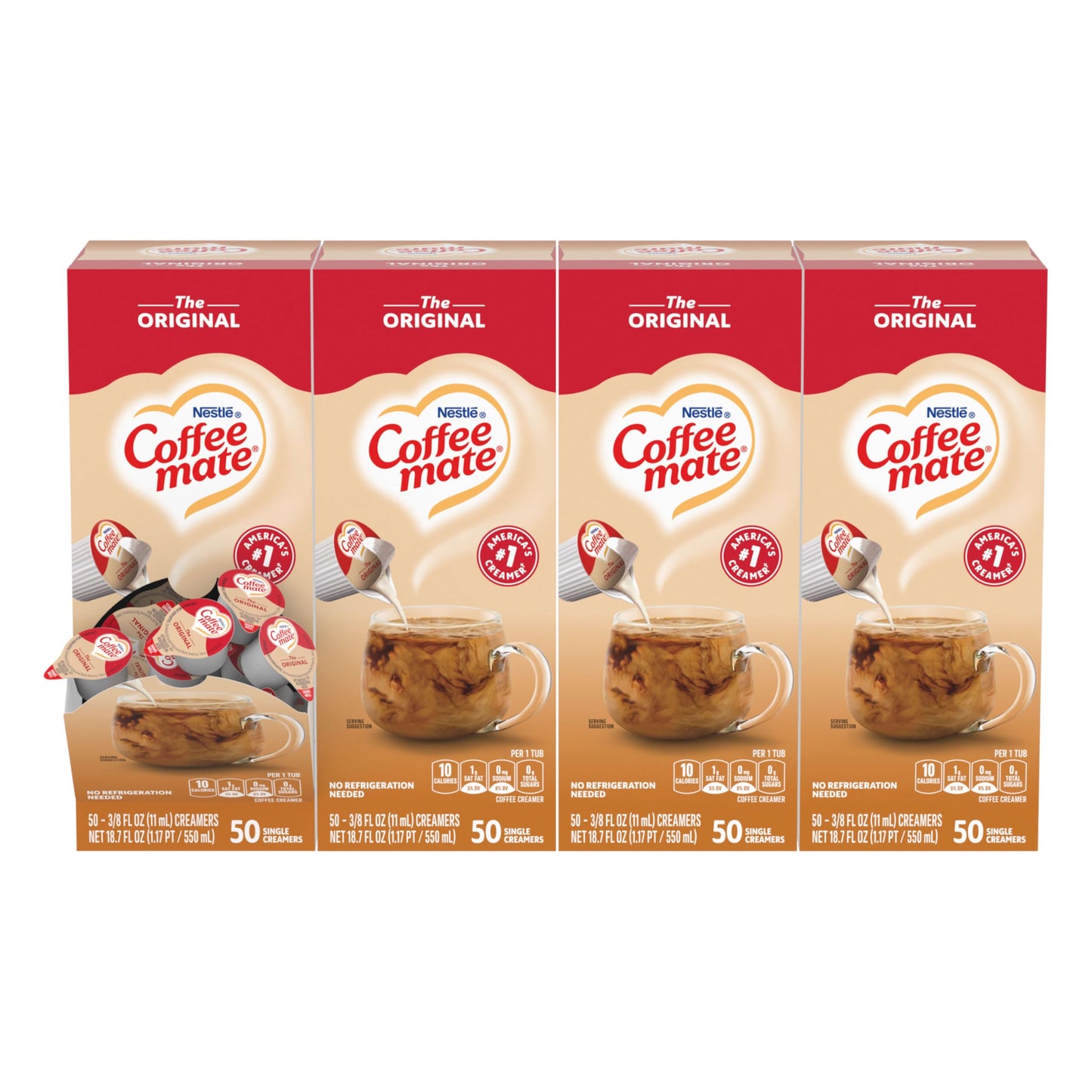 Nestle Coffee Mate Coffee Creamer, Original, Liquid Creamer Singles, Non Dairy, No Refrigeration, 0.375 Fl Oz Tubs (Pack Of 200)