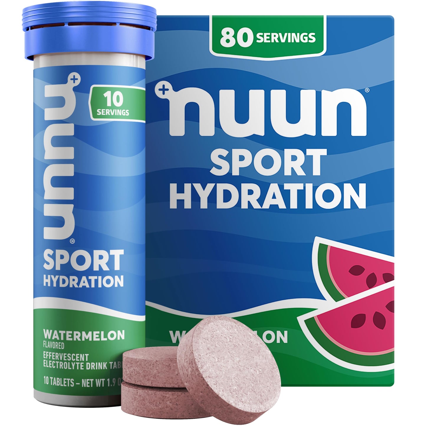 Nuun Sport Electrolyte Tablets, Watermelon, 10 Count (Pack of 8), Model 811660020723