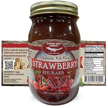 Gourmet Strawberry Rhubarb Jam 20Oz Handcrafted Small Batch (All Natural)