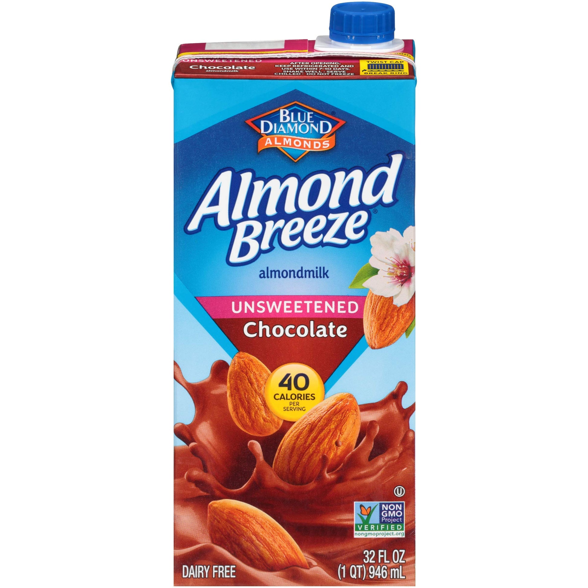Almond Breeze Dairy Free Almondmilk, Unsweetened Chocolate, 32-Ounce Boxes (Pack Of 12)
