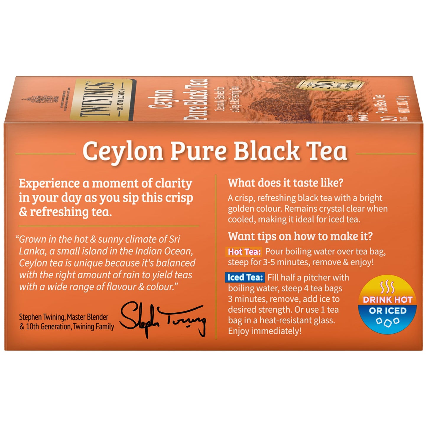 Twinings Ceylon Orange Pekoe Tea Bags - Individually Wrapped Black Tea Bags With A Smooth, Refreshing, & Crisp Taste, 20 Count (Pack Of 2)