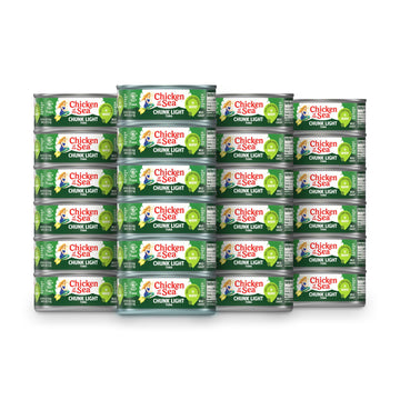 Chicken Of The Sea Chunk Light Tuna In Water, 5 Ounce Cans (Pack Of 24), Wild Caught Canned Tuna, 25% Less Sodium
