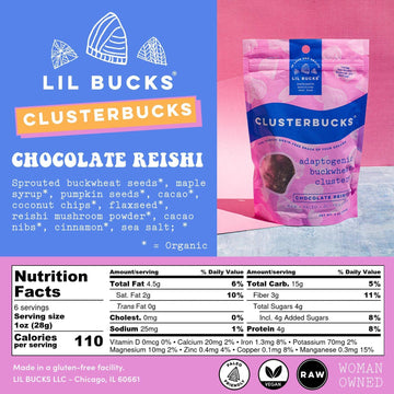 Lil Bucks Clusterbucks Grain-Free Superfood Clusters Made With Sprouted Buckwheat And Adaptogens, Gluten Free Snack (Chocolate S