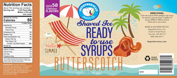 Hypothermias Butterscotch Ready To Use Gallon (128 Fl. Oz) Hawaiian Snow Cone Flavors Syrup - Shaved Ice, 100% Pure Cane Sugar