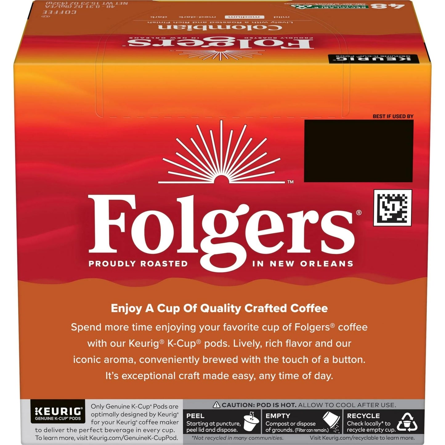 Folgers Colombian Coffee, Medium Roast, Keurig K-Cup Pods 48 Count