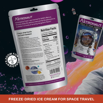 Astronaut Foods Freeze-Dried Ice Cream Sandwich, Nasa Space Dessert, Vanilla, 6 Count