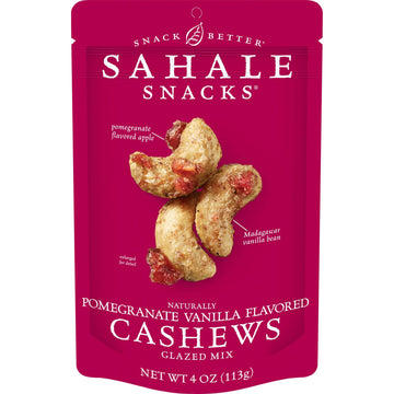 Sahale Snacks Pomegranate Vanilla Flavored Cashews Glazed Mix, 4 Ounces (Pack Of 6)