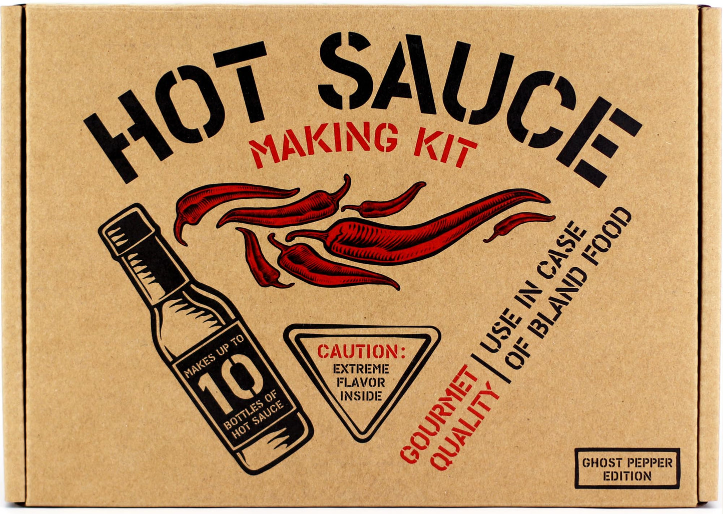 Deluxe Hot Sauce Making Kit, Ghost Pepper Edition, Gourmet Spice Blend, 3 Bottles, Fun Labels, Make your own, DIY, for Dad, Gran