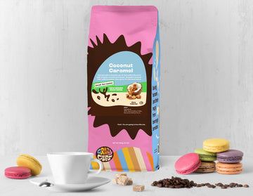 Crazy Cups Decaf Flavored Ground Coffee, Decaffeinated Coconut Caramel Coffee, For Brewing Flavored Hot Or Iced Decaf Caramel Co