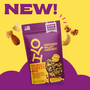 Orchard Valley Harvest Nice N Cheesy Mix, 7 Oz Resealable Bag, White Cheddar Almonds, Cashews, Chips, Walnuts, Non-Gmo, 6G Of Pr