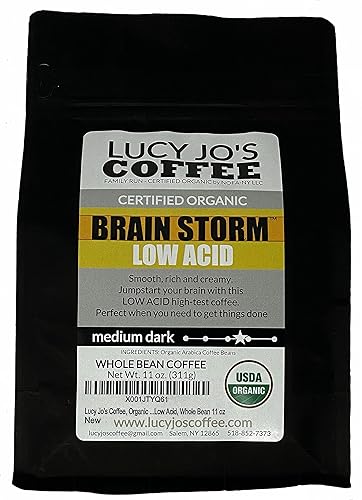 Lucy Jo'S Coffee, Organic Brainstorm, Low Acid, Medium Dark, Whole Bean 11 Oz