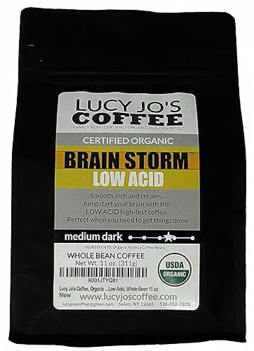 Lucy Jo'S Coffee, Organic Brainstorm, Low Acid, Medium Dark, Whole Bean 11 Oz