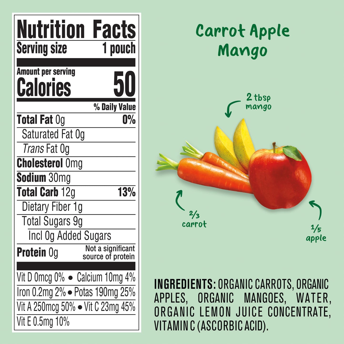 Gerber Organic For Baby 2Nd Foods Pouches Immune Builder Variety Pack (3) Carrot Apple Mango (3) Mango Peach Carrot Sweet Potato