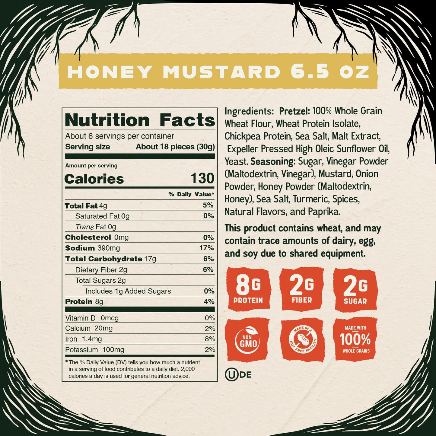 Kindling Protein Pretzels - Honey Mustard | Protein-Packed Snack | Kosher | 8 - 9G Protein Per Serving | Only 1-2G Of Total Suga