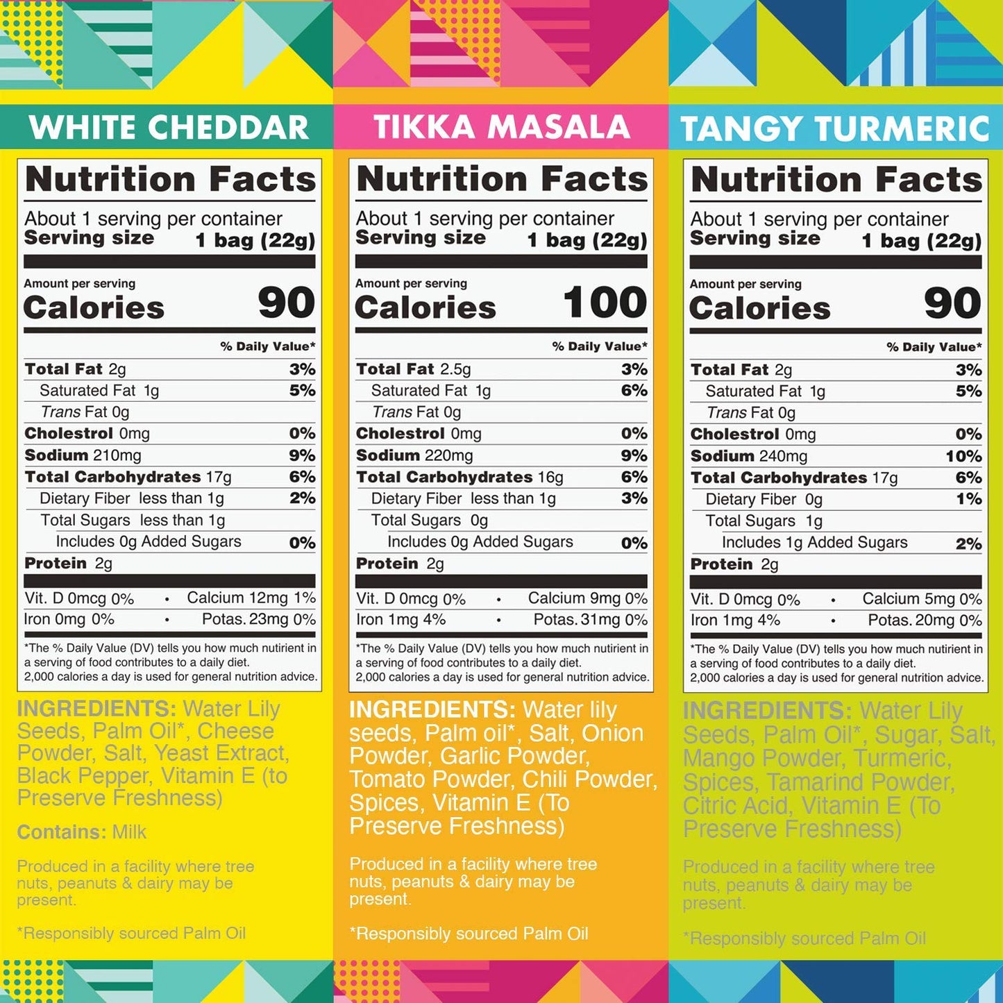 Taali 3-Flavor Variety Water Lily Pops (10-Pack) - Roasted Fox Nuts Makhana Snack | Crunchy Indian Healthy Snacks | Protein-rich