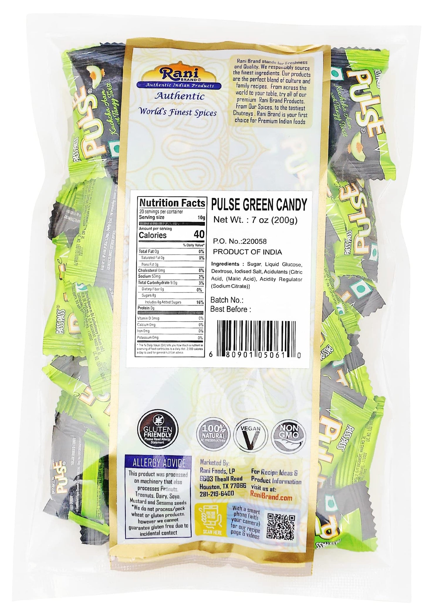 Rani Brand Green Candy 7oz (200g) - Vegan, Gluten Friendly, NON-GMO, Individually Wrapped Indian